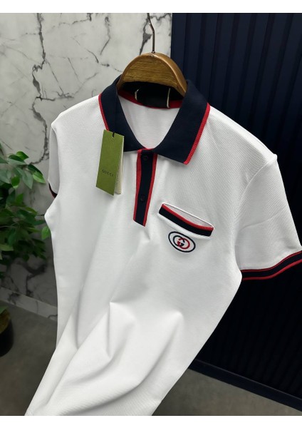 Gucci Göğüste Kilitli G Logolu Pamuklu Polo Yaka T-Shirt