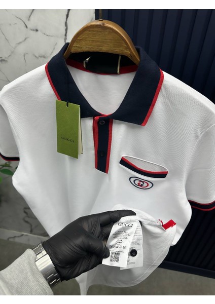 Gucci Göğüste Kilitli G Logolu Pamuklu Polo Yaka T-Shirt fırsatları
