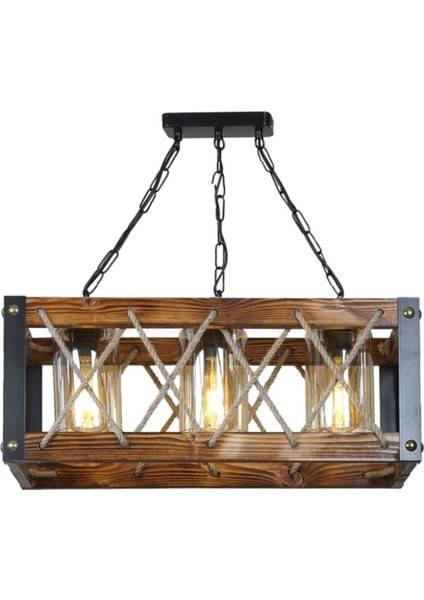 Doğal Ahşap Metal Camlı Avize Seti - 3'lü Ampül Başlıklı, Ev Dekorasyonu için Şık ve Modern Tasarım. fiyatları