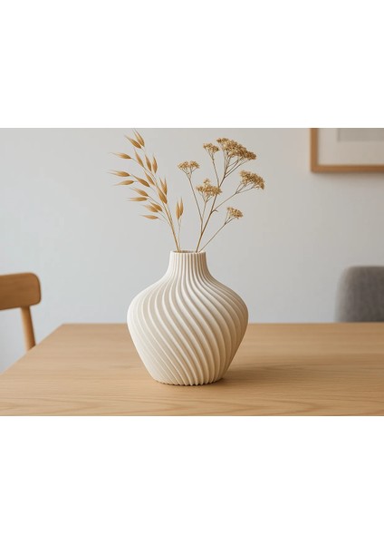 Modern Geniş Gövdeli Spiral Dekoratif Vazo – 15 cm Plastik fiyatları