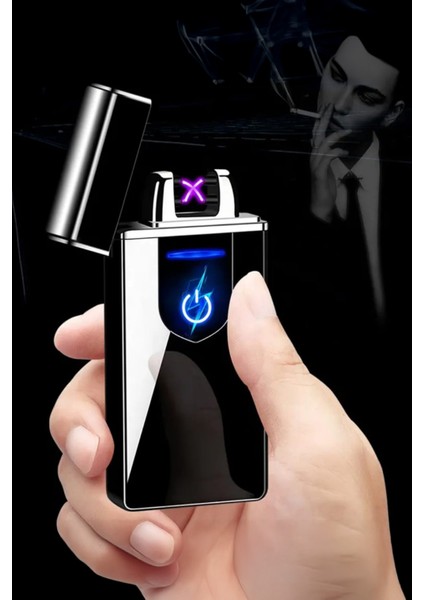 K21 USB Şarjlı 2 Ark Alevsiz Çakmak -New Style