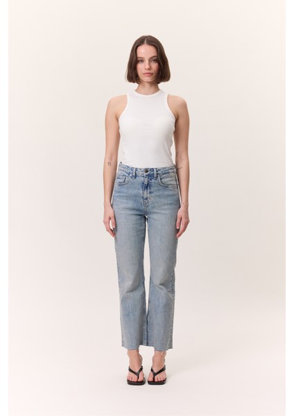 Yüksek Bel Flare Paça Jean Açık Mavi modelleri