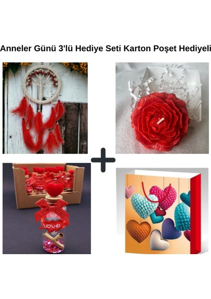 Anneler Günü, Doğum Günü Hediye Seti 1 Adet Rüya Kovan 1 Adet Şakayık Soya Mum, 1 Adet Not Şişesi Karton Poşet Hediyeli