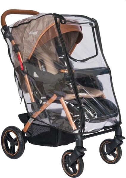 Yağmurluklu Bebek Arabası Fermuarlı Yağmurluk Siyah ve Beyaz renkler TR Menşei