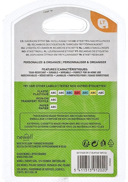 91332 Letratag Plastik Etiket 12 mm x 4 M - Sarı fiyatları