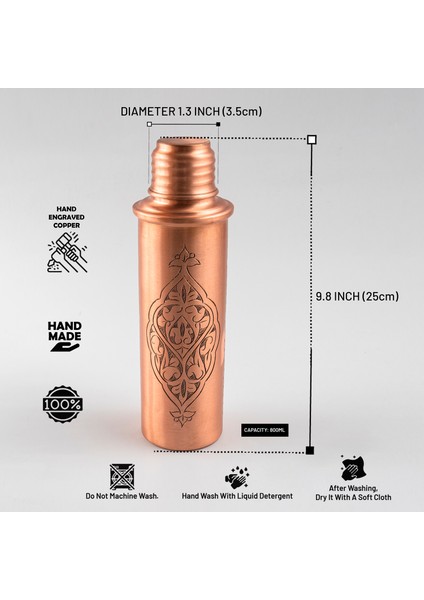 Dmt Copper Home Dmt Bakır Motivasyonel Su Matarası Su Şişesi Suluk Spor Salonu Su Şişesi Bpa Içermez Suluk El Işlemeli(Özel Kutulu)Hediyelik fiyatları