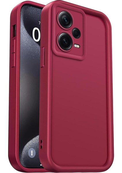 Xiaomi Redmi Note 12 Pro 5g Kılıf Kamera Korumalı Yumuşak Dokulu Darbe Emici Bordo Silikon Kapak