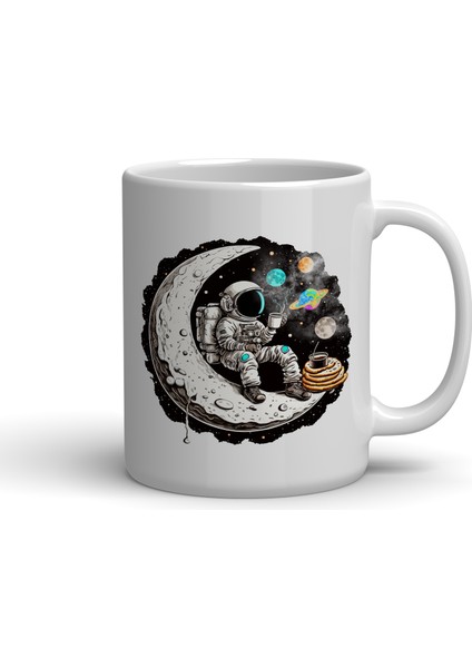 Kahve Içen Astronot Baskılı Kupa Bardak
