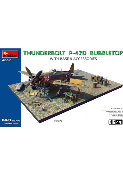 48018 1:48 Thunderbolt P-47D Balonlu Üst Taban ve Aksesuarlar. Büyük Set