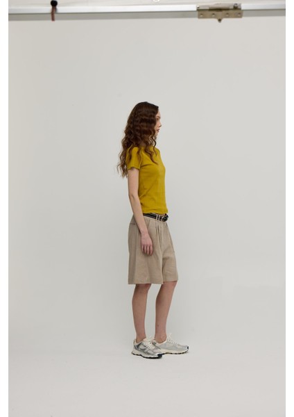 Kadın Olive Kısa Kollu Basic T-Shirt indirimleri