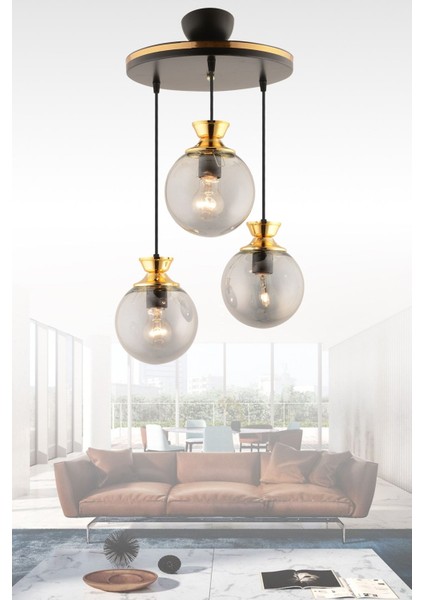 Altın Desenli 3'lü Metal Tepsi Aydınlatma Seti