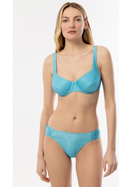 4528 Mint Simli Kapsız Bikini Takımı