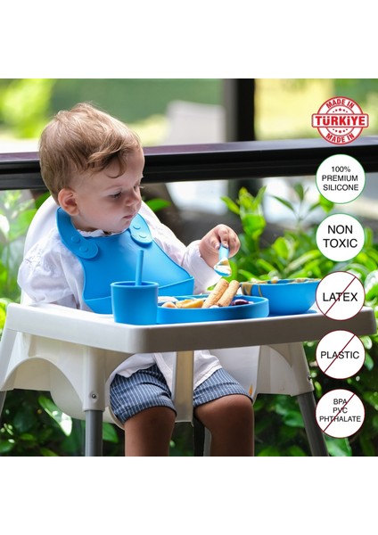 Silikon Bebek Beslenme Seti 6 Parça-Mavi modelleri