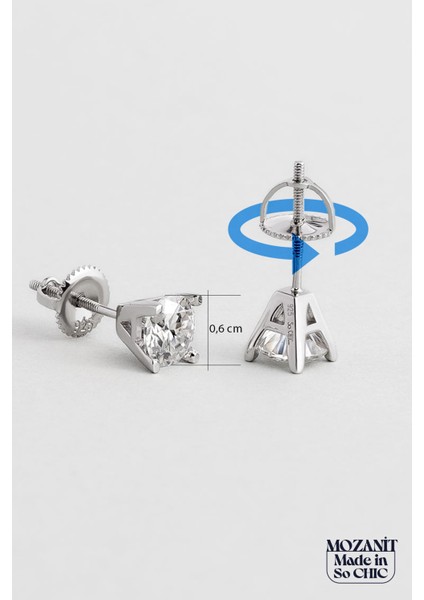 Mozanit Işığı 18 Ayar Beyaz Altın Kaplama Gümüş Tektaş Küpe fiyatları