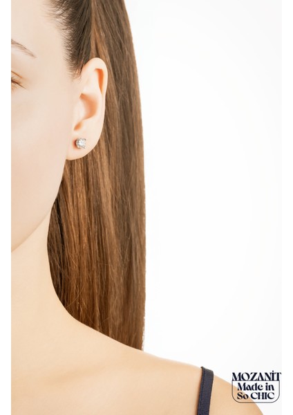 Mozanit Işığı 18 Ayar Beyaz Altın Kaplama Gümüş Tektaş Küpe fırsatları