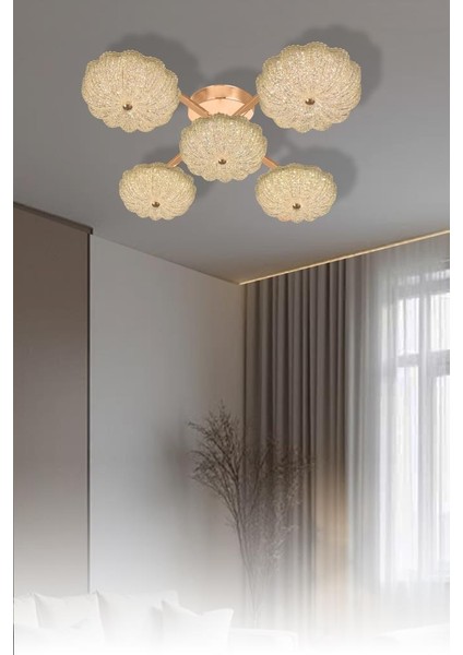 6095-5 Sarı 3 Renk LED Avize