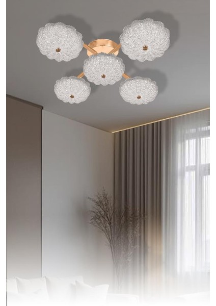 6095-5 Sarı 3 Renk LED Avize