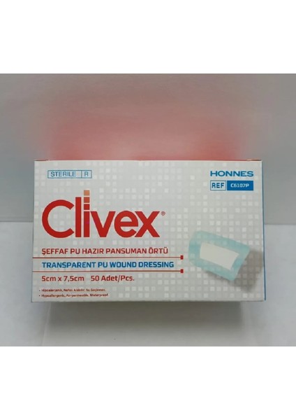 Şeffaf Pu Hazır Pansuman Örtü 5 x 7,5 cm 50 Adet C6107P