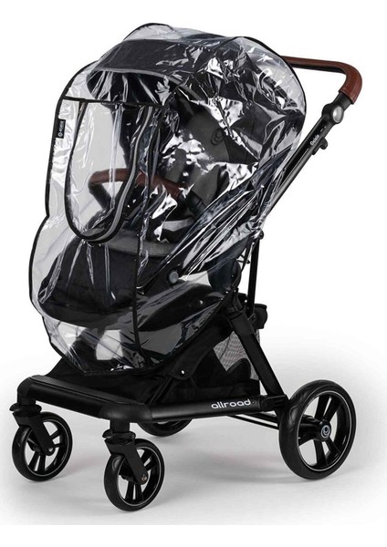 Siyah Bebek Arabası Yağmurluğu - Fermuarlı, Ultra Lüks, Tüm Arabalara Uyumlu - MorBebe