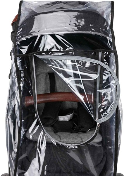 Siyah Bebek Arabası Yağmurluğu - Fermuarlı, Ultra Lüks, Tüm Arabalara Uyumlu - MorBebe modelleri