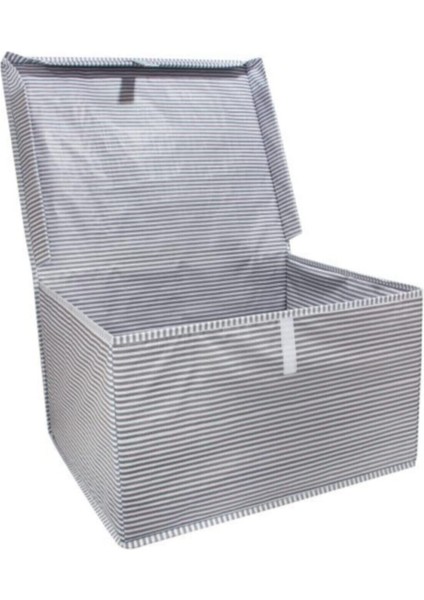 3 Adet - Kapaklı Çok Amaçlı ( Çamaşır-Saklama-Düzenleme Vb.) Hurç, Kutu 50 x 40 x 30 - Maxi Model - Gri