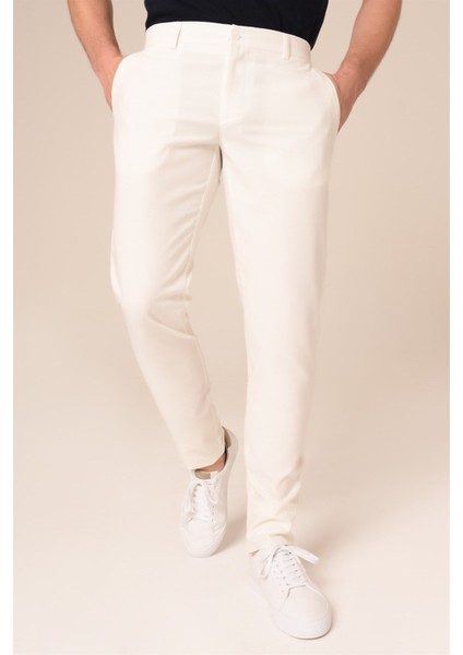 Erkek Chino Beyaz Pantolon Slim Fit | Agustini