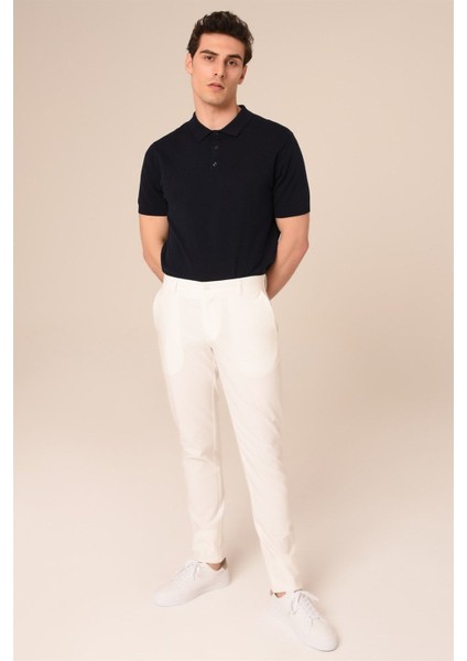 Erkek Chino Beyaz Pantolon Slim Fit | Agustini indirimleri