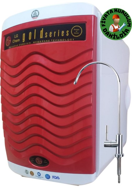 Lg Chem Ücretsiz Montajlı Gold Specıal 12 Litre 7 Filtre 14 Aşama Gümüş Iyon Tatlandırıcı Mineral Alkali 90 Gpd Nano Membranlı 304 Kalite Krom Musluklu 12 Litre Çelik Tanklı Su Arıtma Cihazı