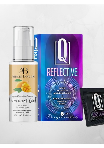 Mango Aromalı Su Bazlı Jel 100ML Q Reflective 6'lı Kondom Set