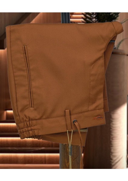 Taba ve Gri Çizgili Italyan Stil Kruvaze Ikili Kombin Takım Elbise Geniş Sivri Yaka Slim Fit | Agustini modelleri