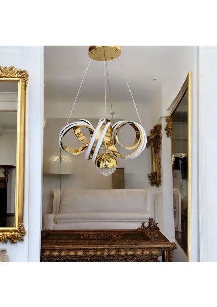 Uzay Kıvrım Sarı 3 Renk LED Avize