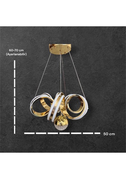 Uzay Kıvrım Sarı 3 Renk LED Avize fiyatları