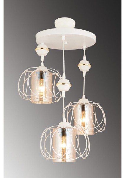 Güneş Sarkıt 3'lü Beyaz Modern Aşağı Bakan Avize