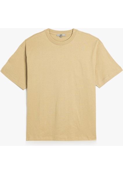 Kısa Kollu Pamuklu Bisiklet Yaka Basic Oversize Tişört