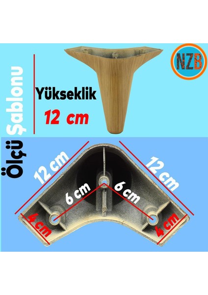 Mobilya Kanepe Koltuk Tv Ünitesi Baza Ayağı Ayakları 12 cm Açık Kahverengi 4 Adet fiyatları