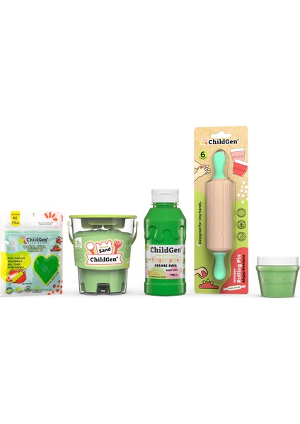 Doğal Hamur-Kum-Boya Renk Seti - Yeşil