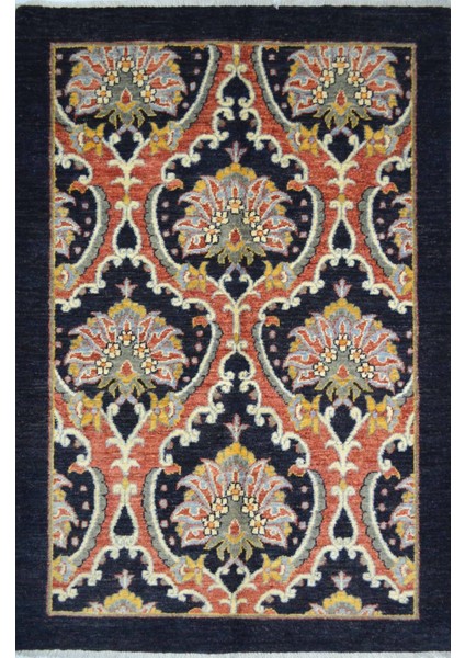Uşak Ziegler El Dokuma Halı Siyah, Kırmızı ve Altın Renk 102 x 154 cm (1.57 M )