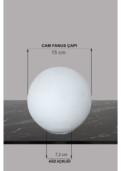 Avize-Sarkıt-Lambader 15 cm Cam Fanus (Beyaz Renk)
