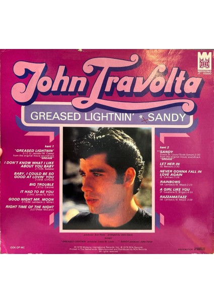 John Travolta - 1978 Hollanda Baskı Greased Lightnin' Sandy ve Diğerleri Şeffaf Renkli Plak Lp fiyatları