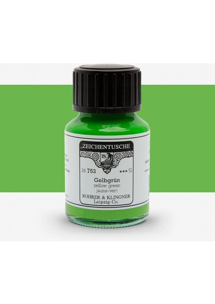 Rohrer&klingner Kaligrafi Mürekkebi Zeichentusche 29-Airbrush-Fırça-Divit 50ML-753-YELLOW Green