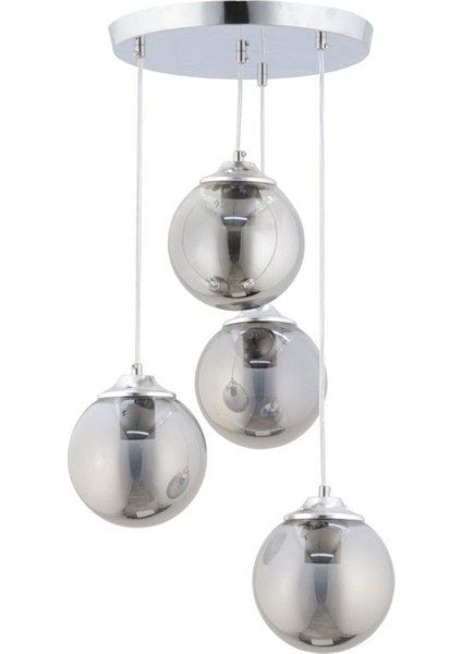 Modern Metal Füme Camlı Avize Seti - 4'lü Tasarım - 30x70 Boyut - Şık Aydınlatma Çözümü