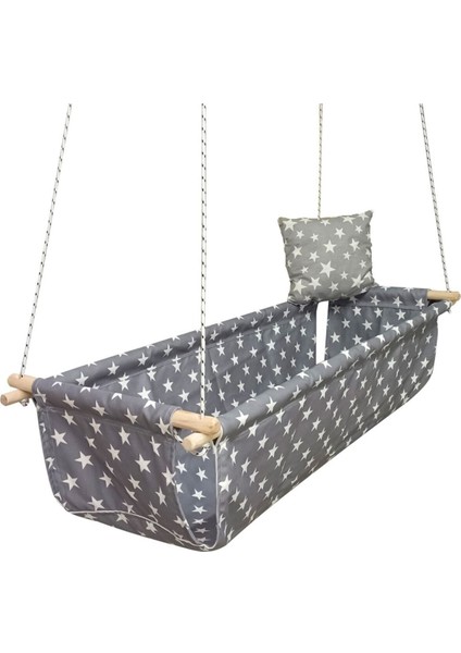 Yıldızlı Gri Bebek Çocuk Taşıma Beşiği - 15-36 kg Kapasiteli Tekstil Materyalli