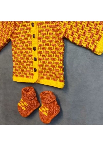 6719 El Örgüsü Erkek Çocuk Hırka - Patik Set - 2 Yaş