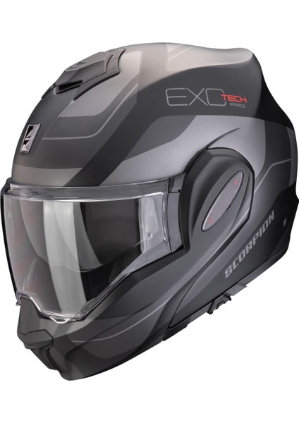 Exo-Tech Evo Pro Commuta Çene Açılabilir Motosiklet Kaskı Mat Siyah Gri
