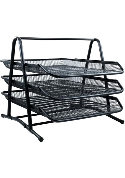 8845 Evrak Rafı Metal 3 Bölmeli - Siyah