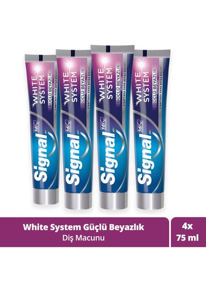 White System Diş Macunu Güçlü Beyazlık Güçlü Diş Minesi 75 Mlx4