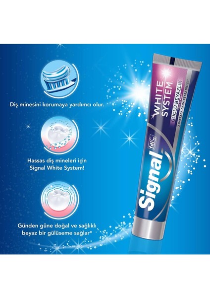 White System Diş Macunu Güçlü Beyazlık Güçlü Diş Minesi 75 Mlx4