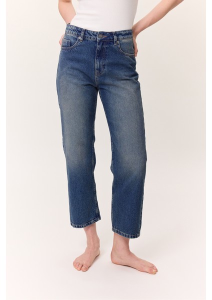 Yüksek Bel Straıght Fıt Jean Mavi fırsatları