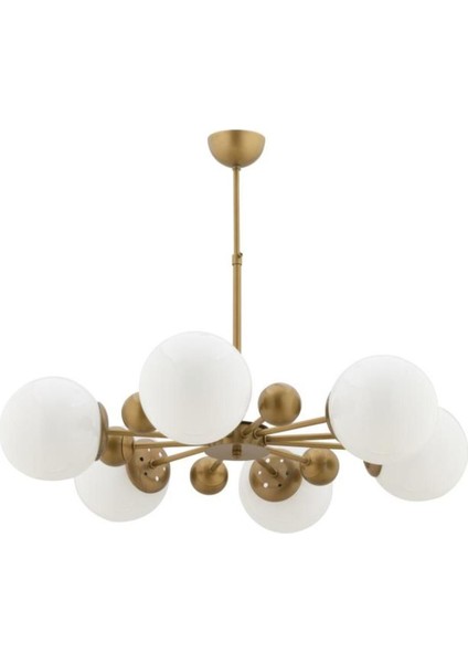 Istanbul Avize Nairobi 6'lı Eskitme Kasa Beyaz Glop Camlı Avize