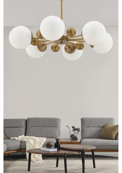 Istanbul Avize Nairobi 6'lı Eskitme Kasa Beyaz Glop Camlı Avize fiyatları